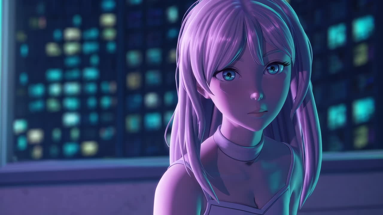 Anime Girl by Window at Night