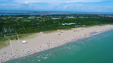 Italy,-the-beach-of-the-Adriatic-sea.-Rest-on-the-sea-near-Venice.-Aerial-FPV-drone-flights.