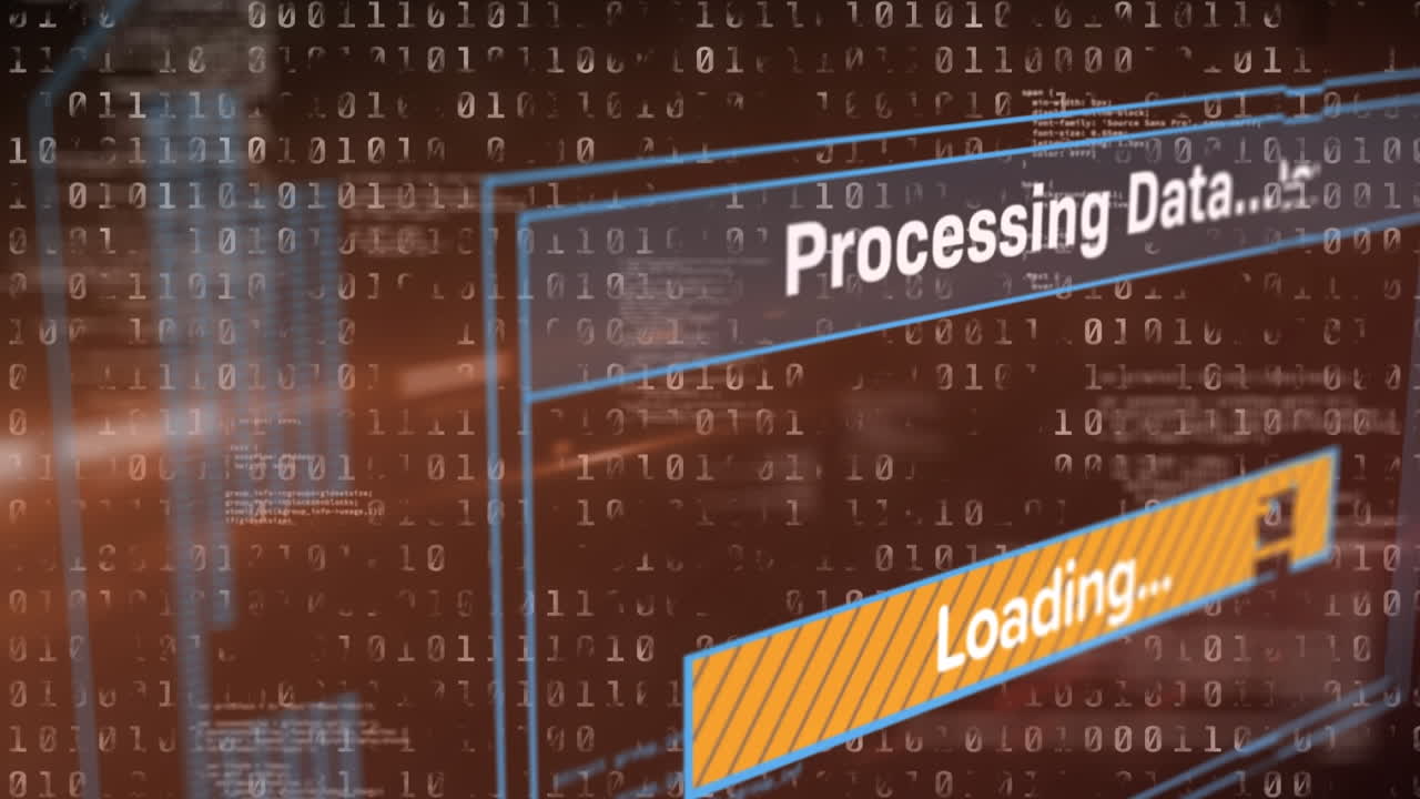 Animation of data processing on black background
