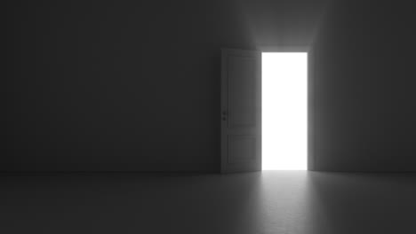 open door shine in dark room