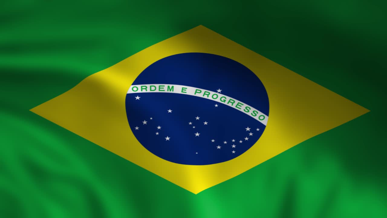Brasiliens nationalflag vajende baggrundsanimation 3D-renderet animation