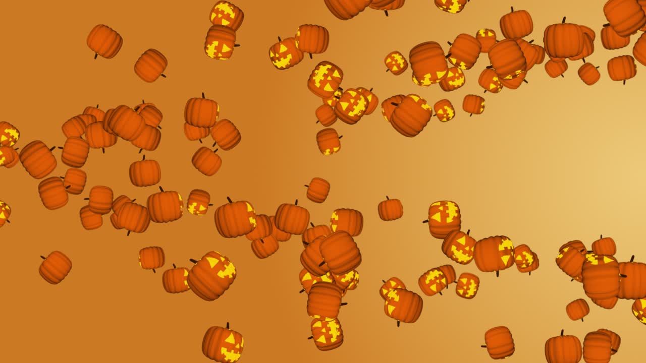 3d halloween pumpkin falling screen thanksgiving day or halloween on orange autumn harvest terror