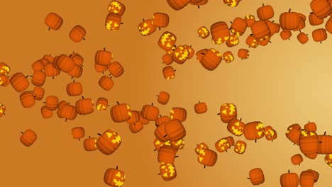 3d halloween pumpkin falling screen thanksgiving day or halloween on orange autumn harvest terror