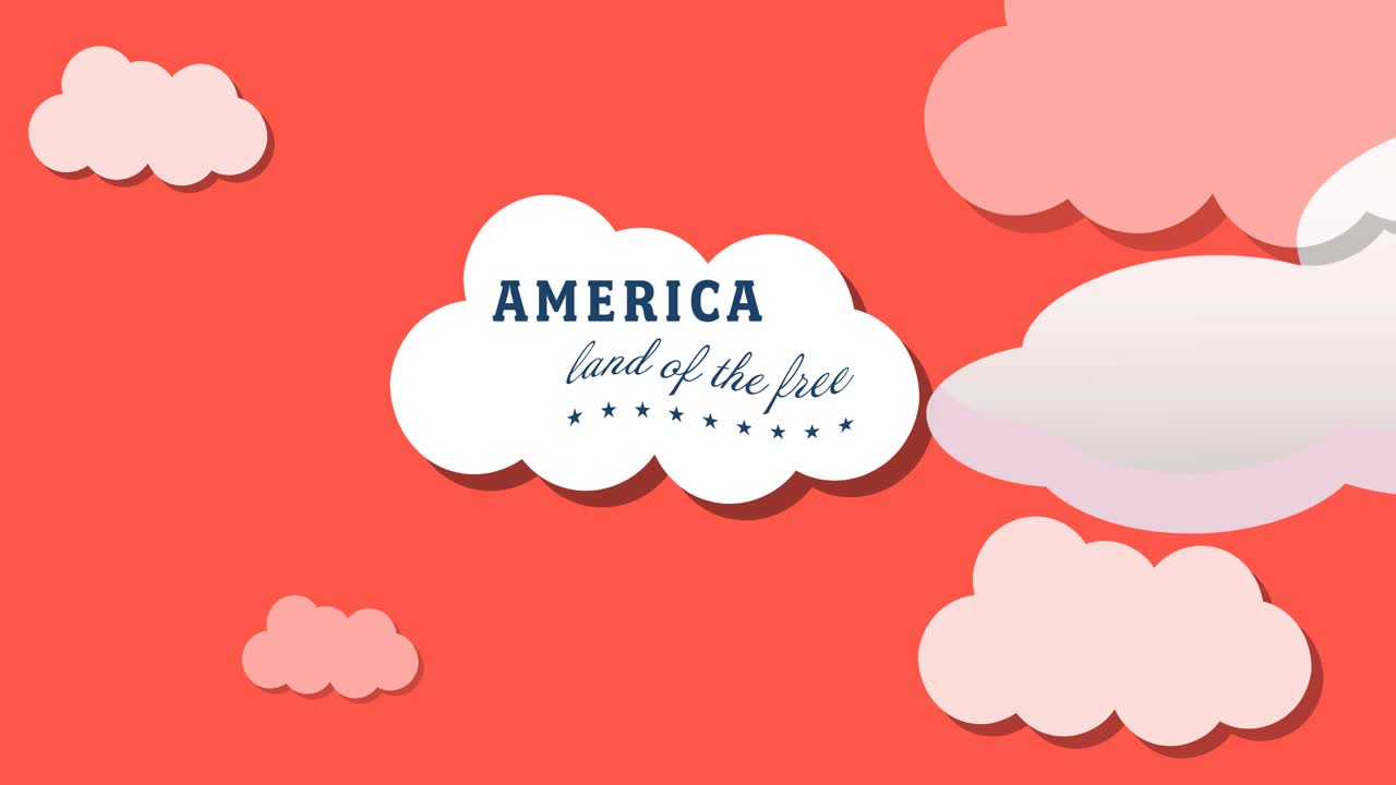 animación de américa tierra del texto libre sobre nubes sobre fondo rojo