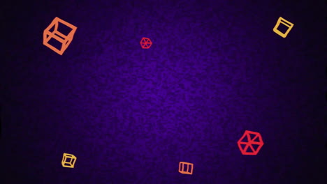 animation of glowing neon light shapes moving over purple background