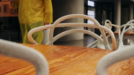 outdoor furniture in the rain