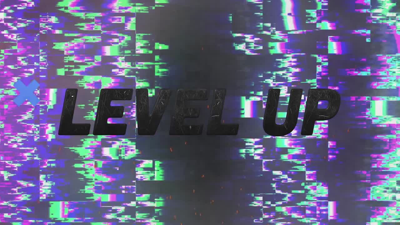 Animation of level up text over data processing