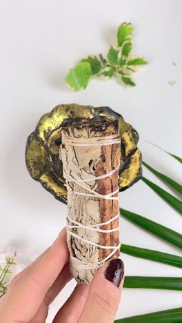 white sage smudge stick with cinnamon