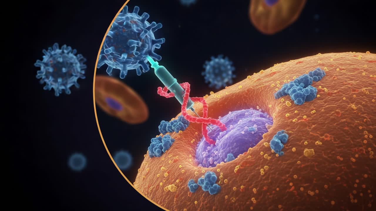 Visualizing Cellular Mechanisms: A Stunning Look at the Interaction Between Viral Particles and Host Cells Captured in Two Frames from a Microcosmic Perspective