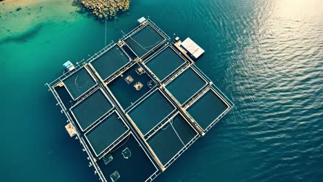 aerial view of a fish farm