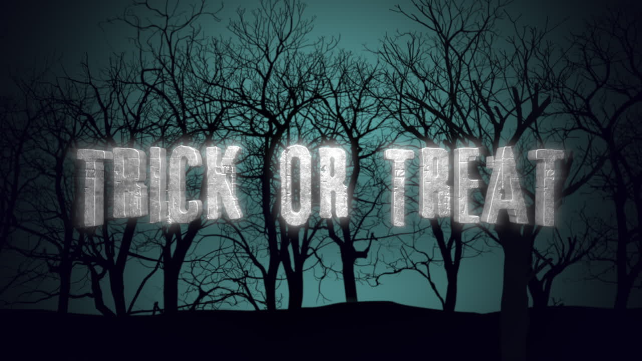 truco o trato con bosque místico en la noche