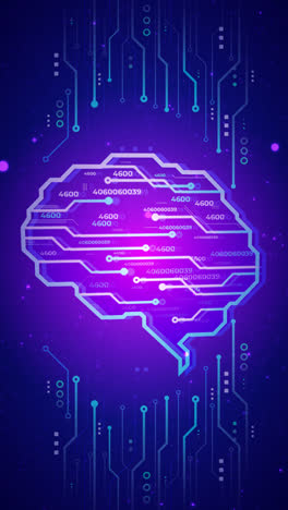 abstract digital brain with circuitry and data representation