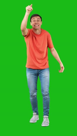 man expressing various emotions and gestures on green screen