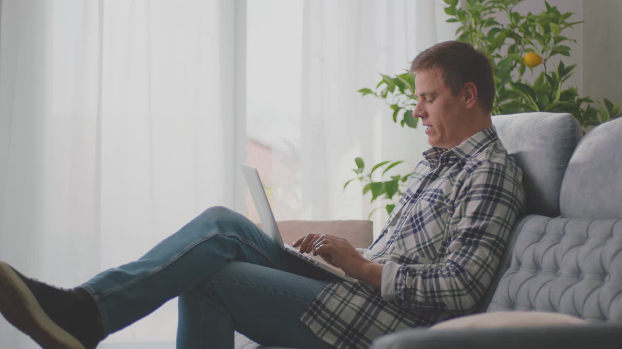 A young man doing video call