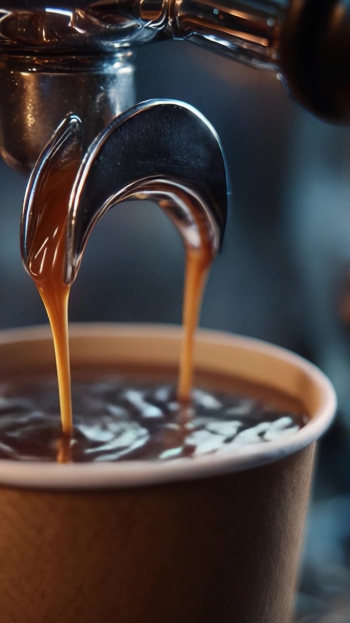 Nyd den rige aroma: Lag af espresso hældes i en kop, der fanger essensen af gourmetkaffebrygning for perfekte bryggeøjeblikke.