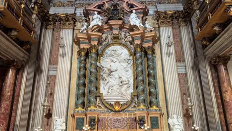 opulent baroque church interior with intricate sculptures and ornate details