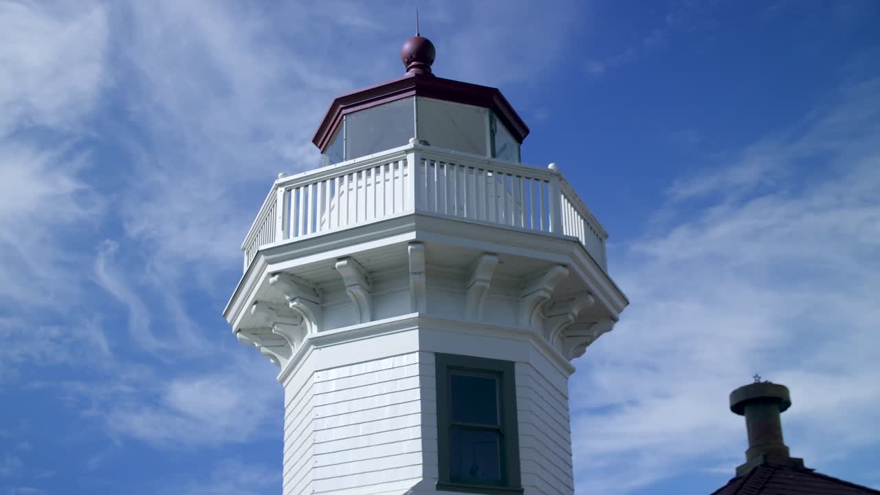 워싱턴 주에 있는 무킬테오 등대 (mukilteo lighthouse) 의 근접 촬영