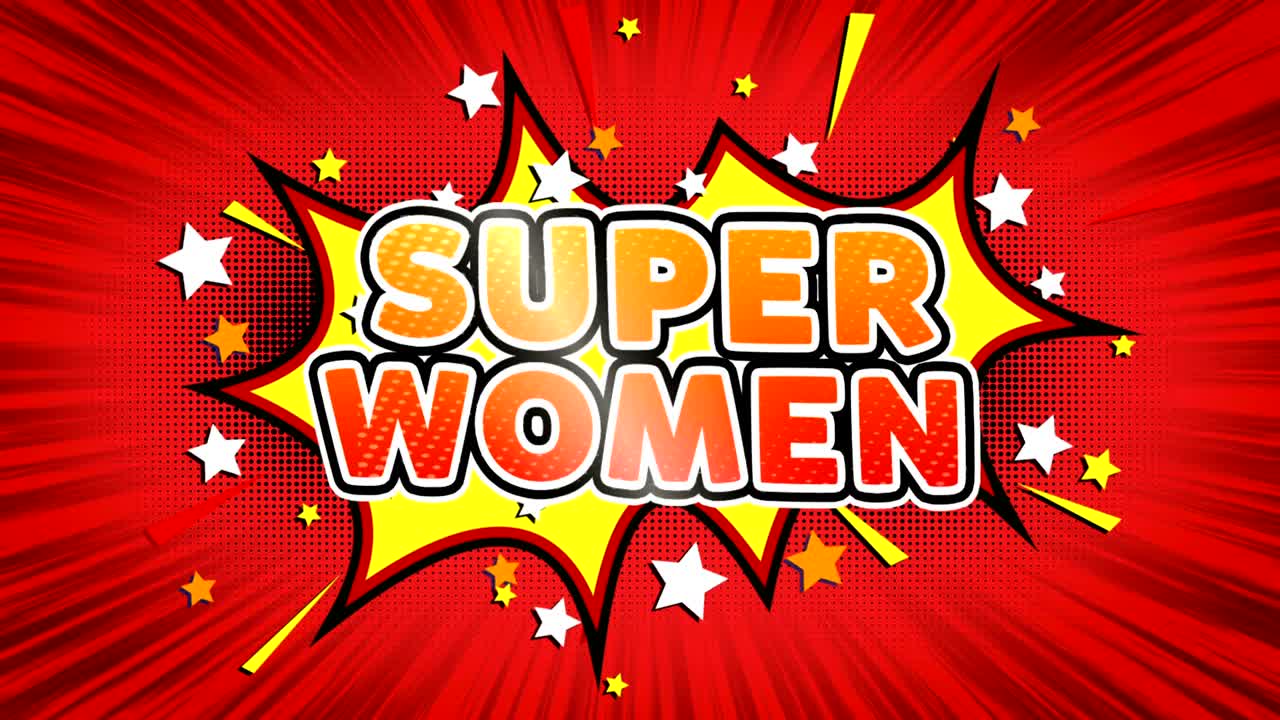 슈퍼 여성 텍스트 팝 아트 스타일 코 표현