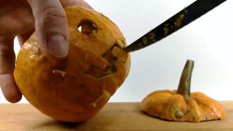 carving a jack-o'-lantern for halloween