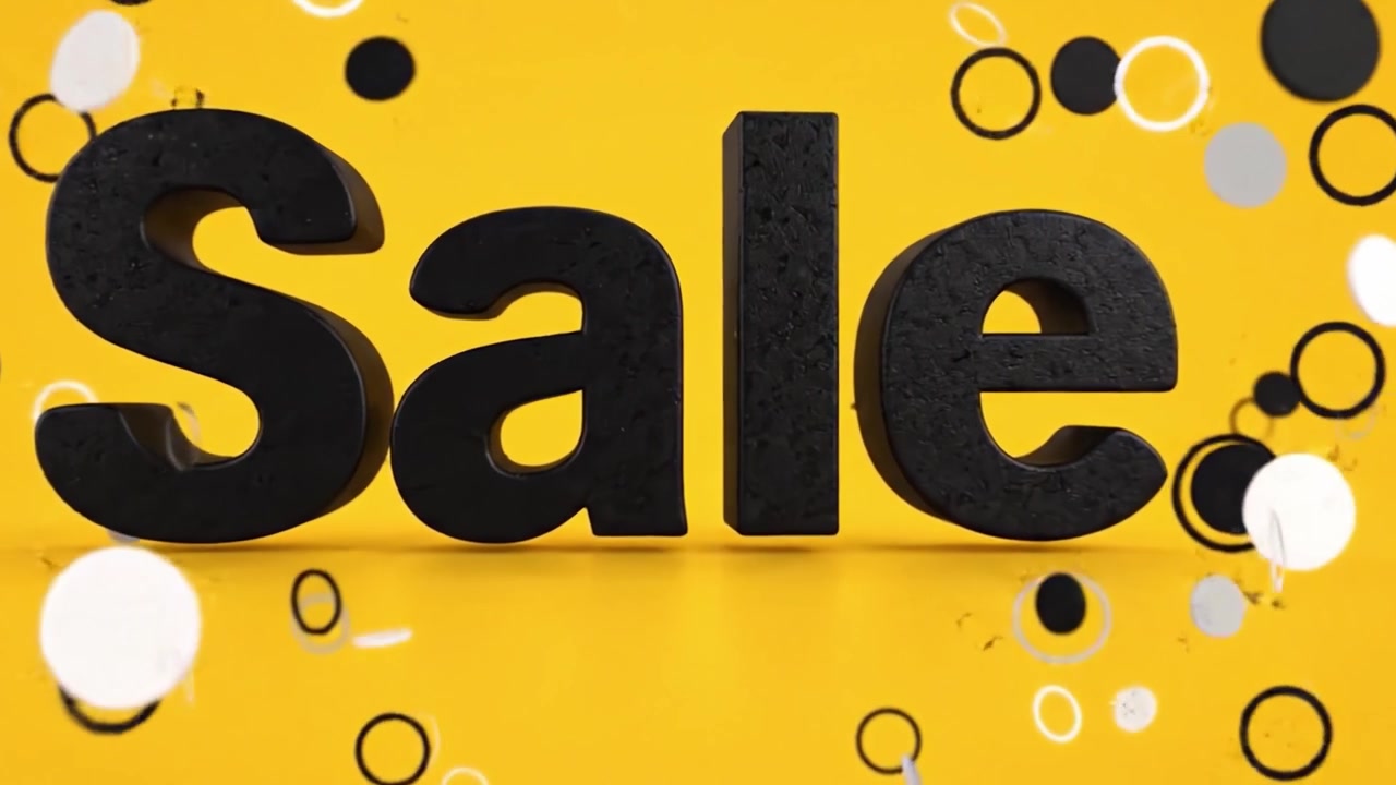 Uno Sfondo Giallo Vivace che Mostra un Audace Annuncio di 'Saldi' Evidenziato da un Testo Nero Distintivo, Catturando l'Attenzione in una Presentazione Visiva Semplice ma Sorprendente