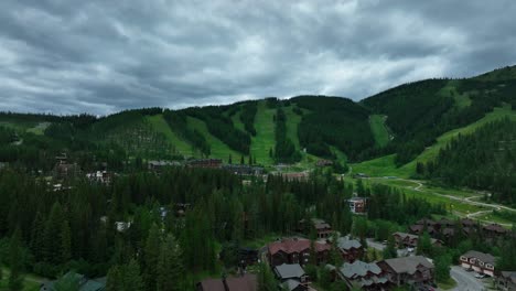 Vista-Del-Resort-De-Montaña-De-Pescado-Blanco-Con-Paisaje-De-Naturaleza-Siempre-Verde-En-Montana,-Estados-Unidos