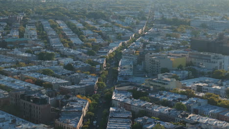 aerial view of a city neighborhood in autumn