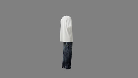 camiseta blanca y vaqueros, pantalones negros