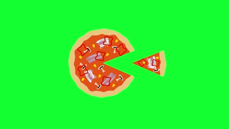 stop motion of pizza cartoon animation green screen chroma key