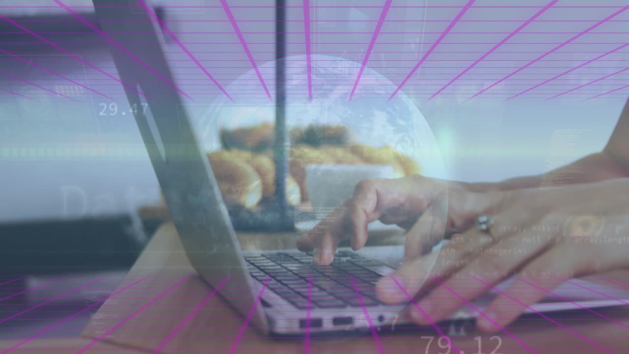 Animazione di rete di connessioni su persone d'affari che lavorano in ufficio