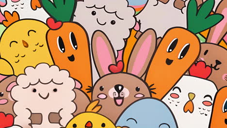 cute cartoon animal and vegetable doodle pattern