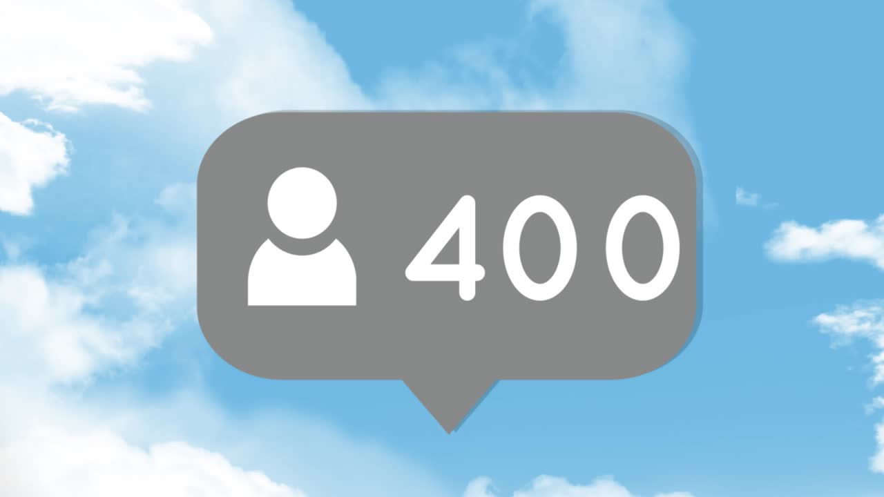 animación de números que crecen sobre las nubes y el cielo