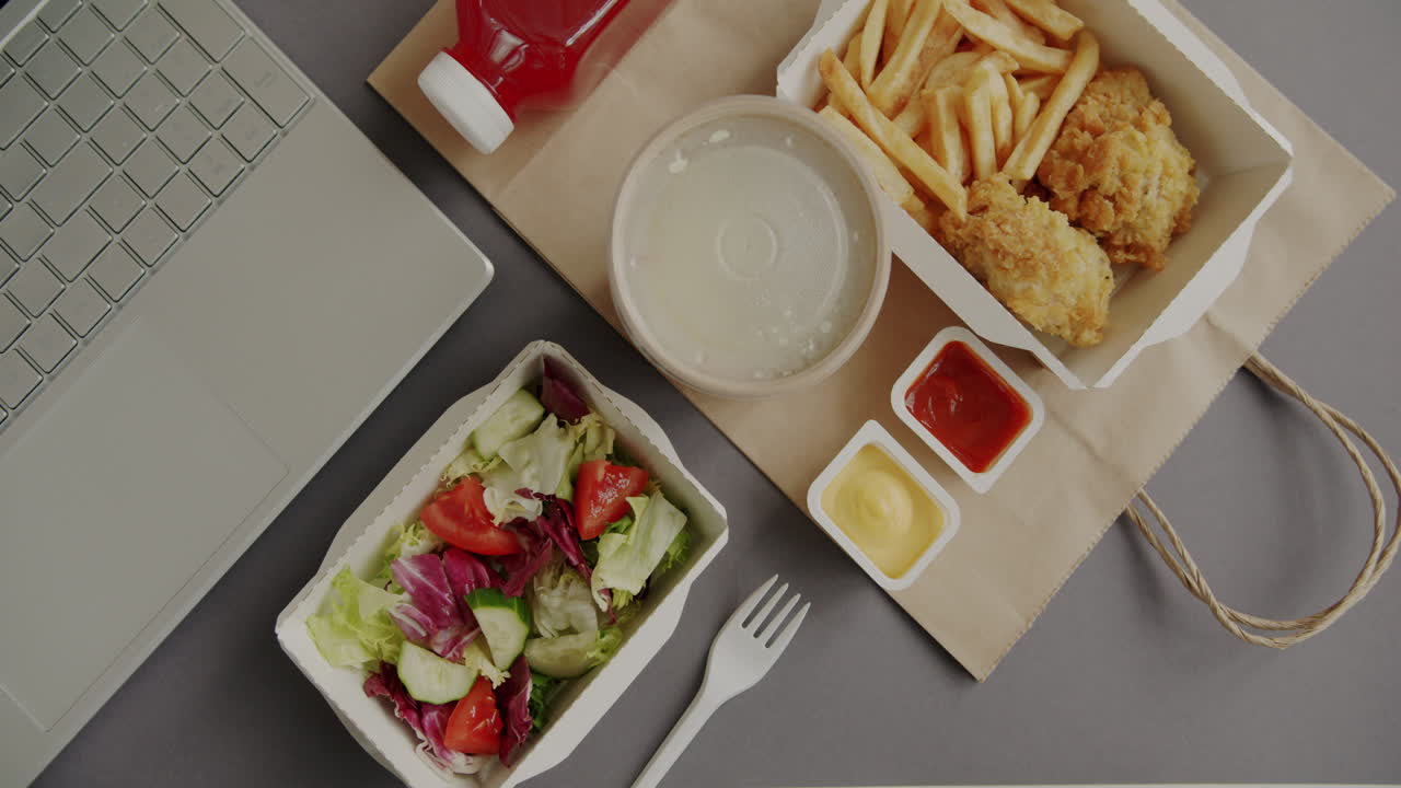 Lunch order with laptop