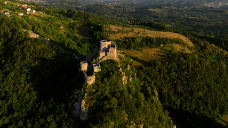 srebrenik fortress during sunset in old town of srebrenik, tuzla canton, bosnia and herzegovina