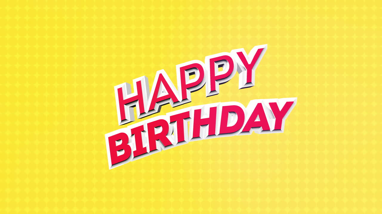 texto de feliz cumpleaños de dibujos animados rojo en gradiente de moda amarillo