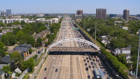 aerial view of car traffic on 59 south freeway in houston, texas