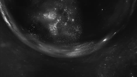 a giant wormhole curves the black space around it