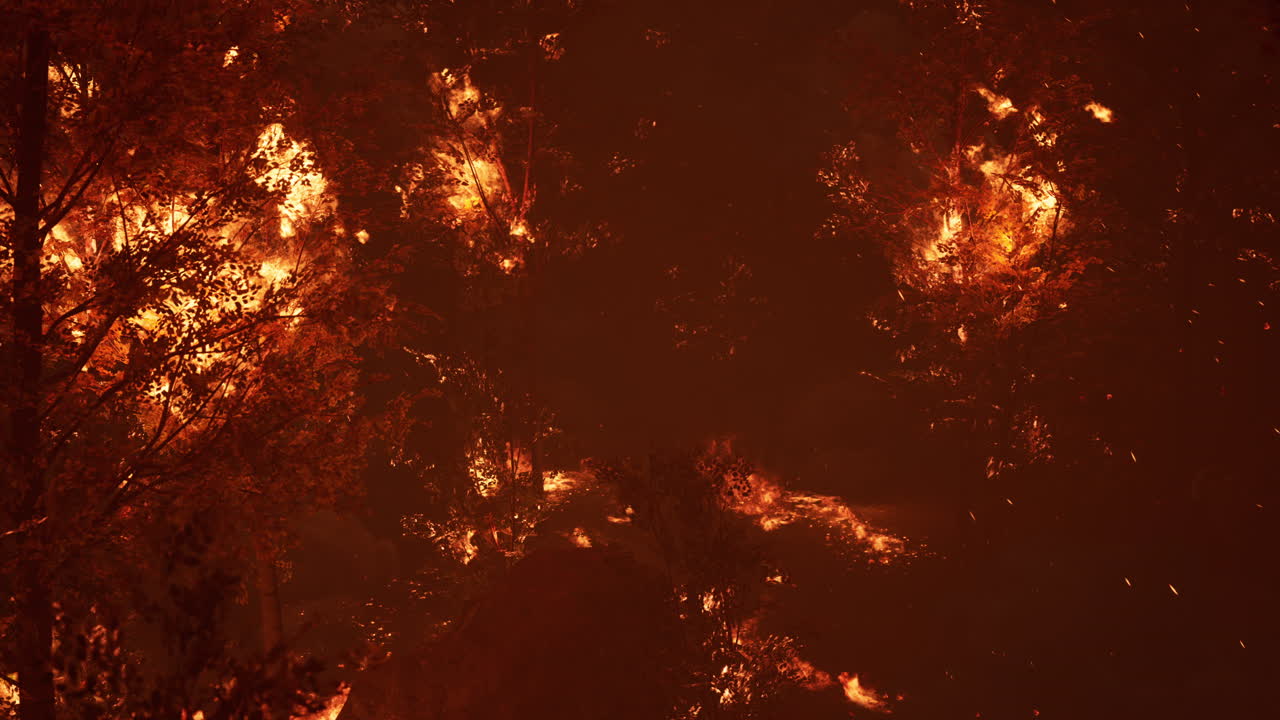 große flammen von waldbränden in der nacht