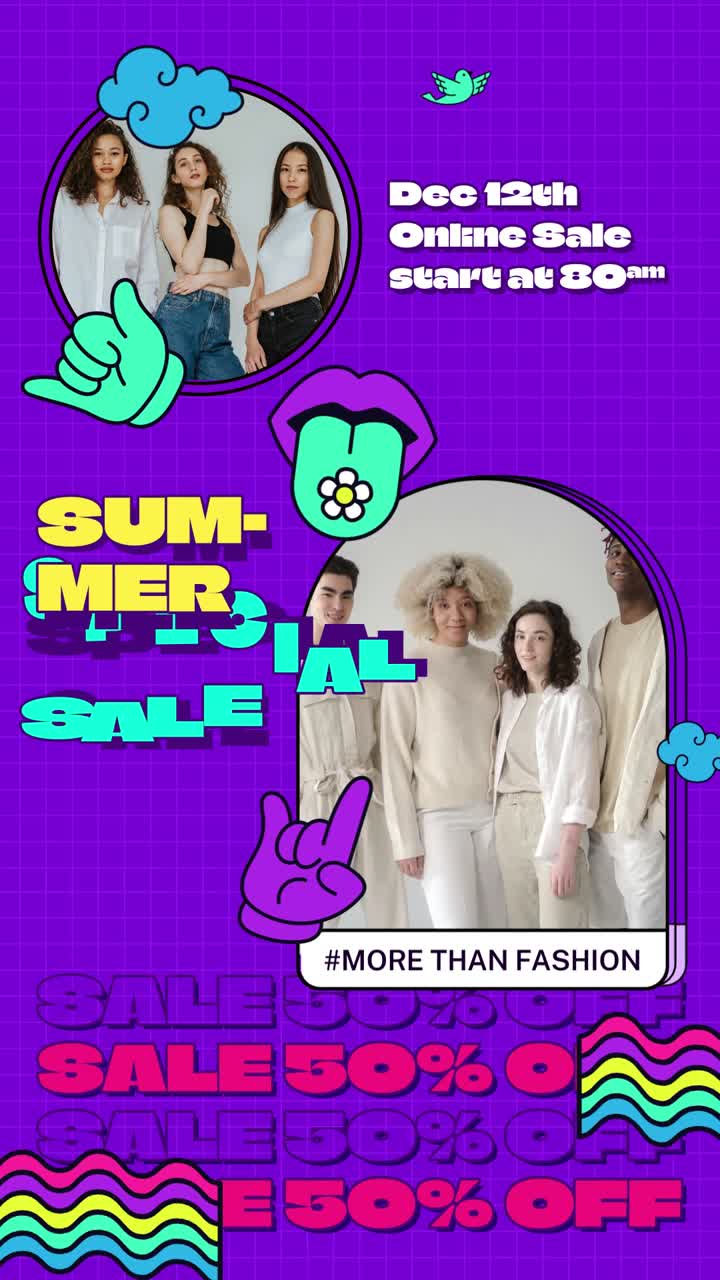 Vibrant Animated Online Sale Promotion with Young Models