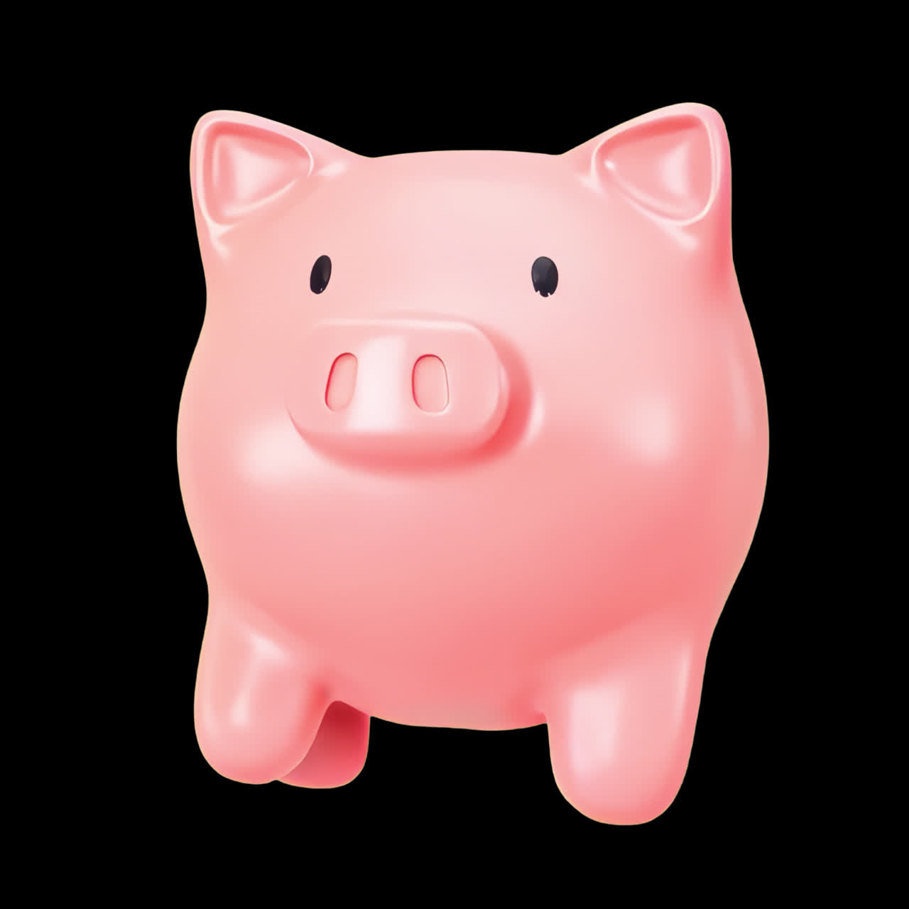 Animación de alcancía de cerdito rosa para ahorros, recurso aislado, video 4K transparente, canal alfa, ProRes.