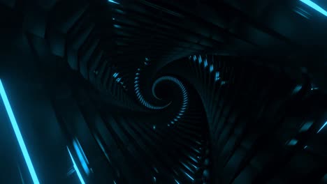 abstract spiral tunnel with blue neon lights