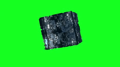tecnología de cubo 3d en pantalla verde clave de chorma