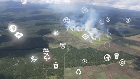 drone view- africa forest- kenya and tanzania-bush fire on slopes of mount kilimanjaro loitokitok kenya