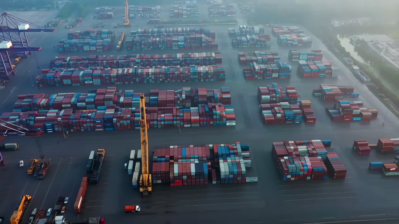 Aerial view of a container port