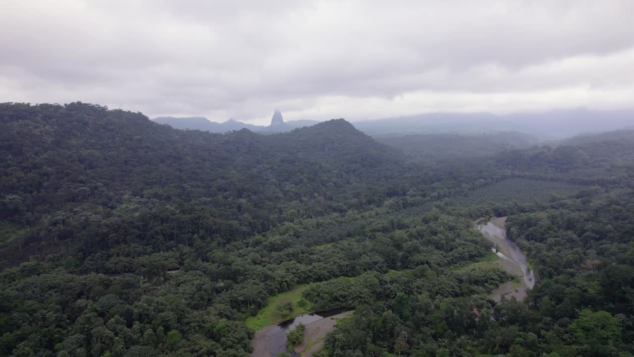 Pico Cão Grande, São Tomé — a dramatic volcanic plug rising from lush rainforest in Obô Natural Park, an iconic African landmark