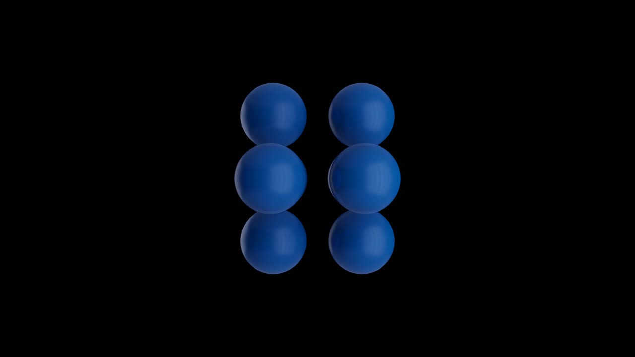 esferas azules que se mueven sobre un fondo negro. bucle sin costuras abstracto objetos gráficos de movimiento renderizados en 3d