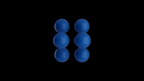 blue spheres moving on a black background. abstract seamless loop 3d rendered motion graphic objects