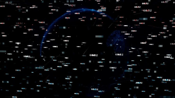 Data and Numbers - Data and number values passing through cyberspace.