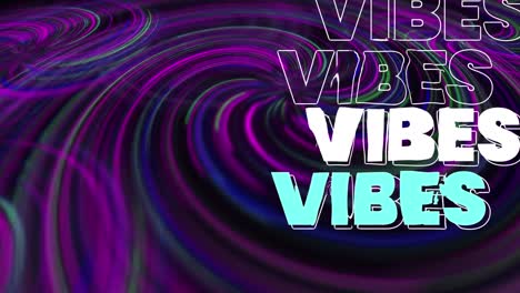 animation of vibes text over light trails on black background