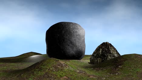 conceptual 3d video depicting an olmec head