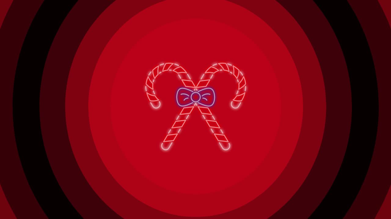 은 원 위에 크리스마스 때 사탕 막대기의 애니메이션